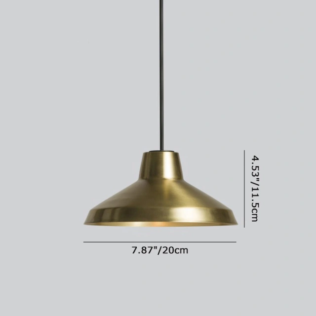 Retro-chic 1-Light Cone Shaped Pendant Light in Brass