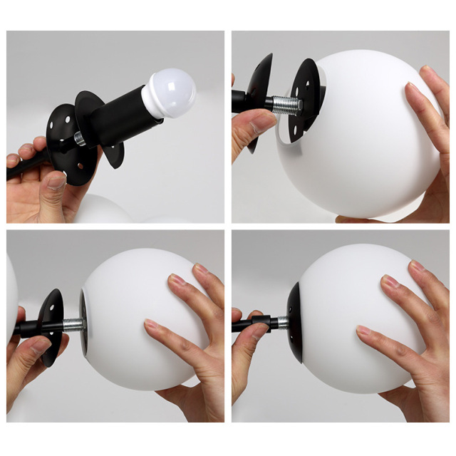 Modern Style 4-Light Linear Globe Chandelier for Kitchen Island