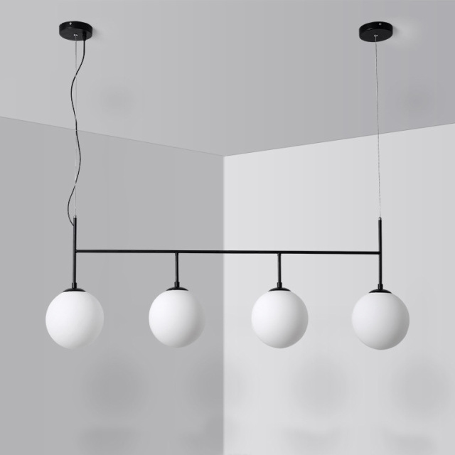 Modern Style 4-Light Linear Globe Chandelier for Kitchen Island