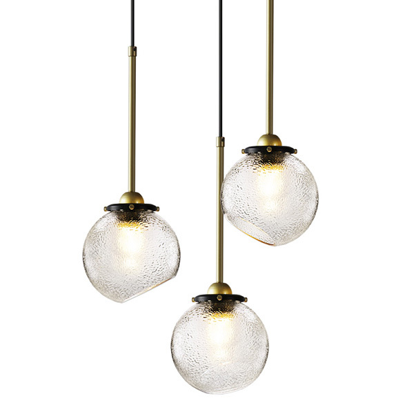 Vintage Mini 1-Light Pendant Light in Black/Brass with Globe Frosted Glass Shade