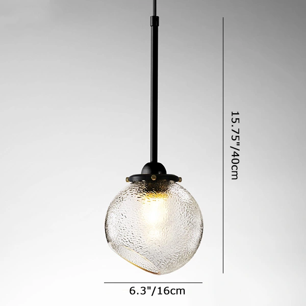 Vintage Mini 1-Light Pendant Light in Black/Brass with Globe Frosted Glass Shade