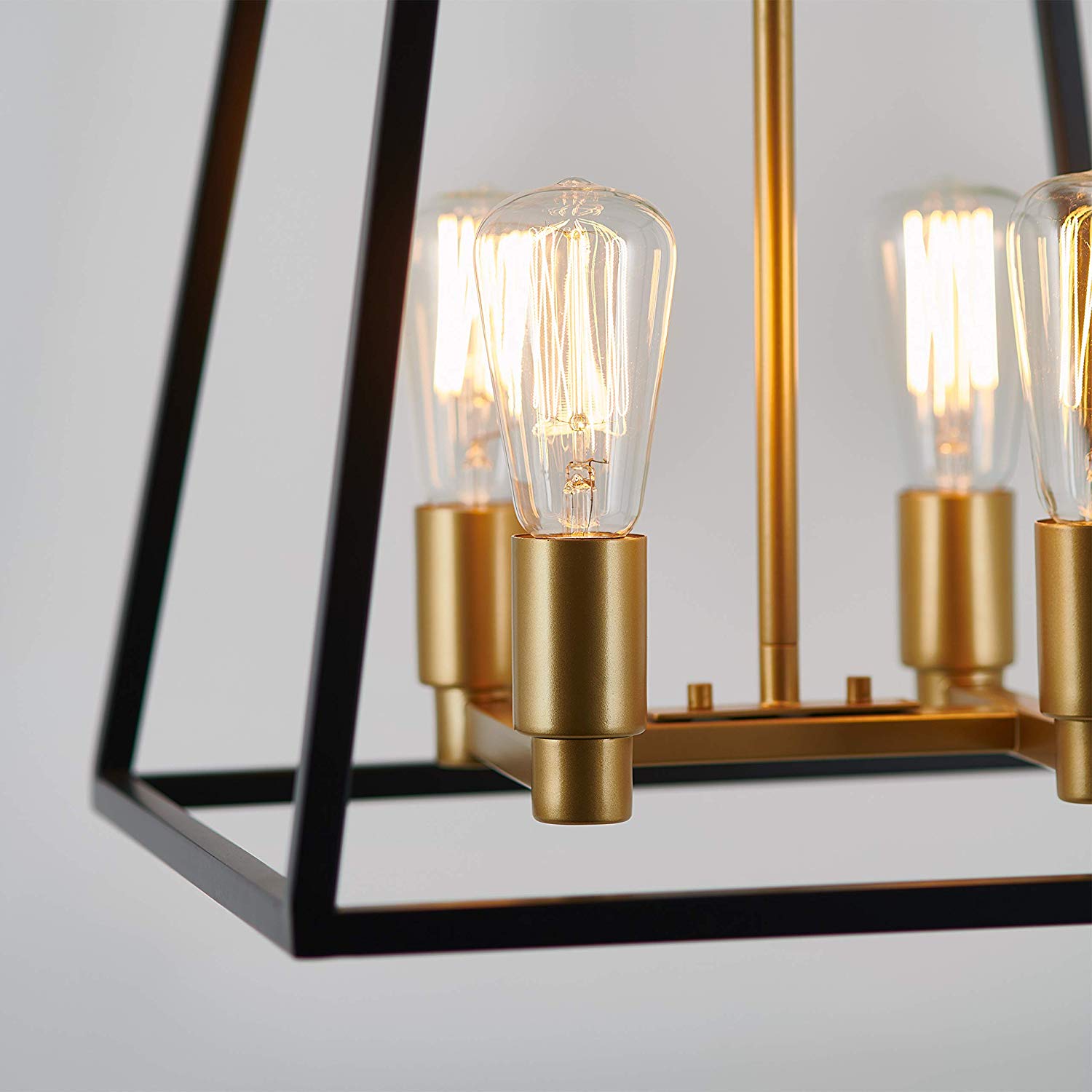 Mid-century Modern Square 4-Light Chandelier in Black and Gold for ...