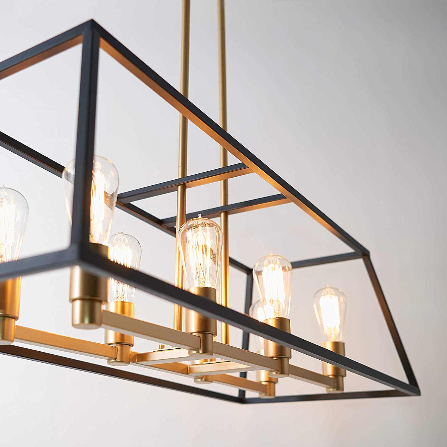 black and gold rectangular chandelier