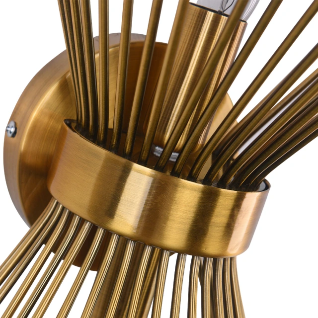 Mid Century Modern Brass 2-Light Sunburst Wall Sconce Up and Down Light for Bedroom Bathroom