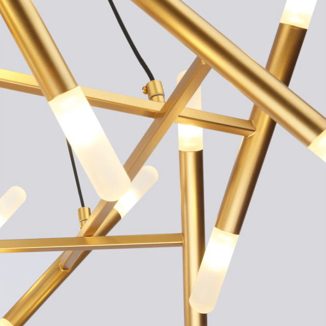 Mid Century Modern 20-Light Geometric Chandelier in Gold