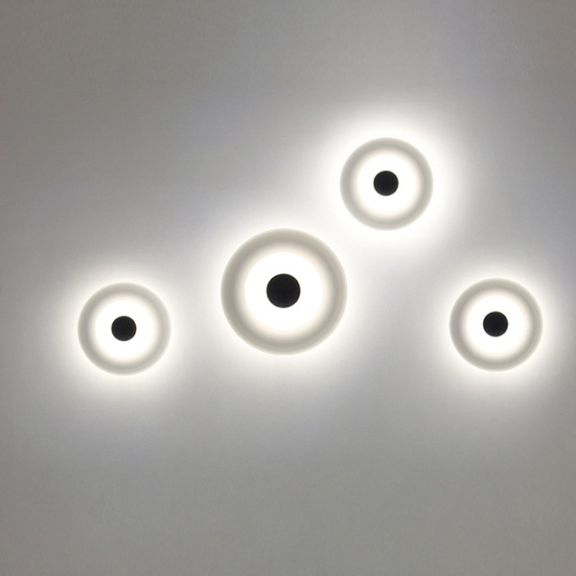 Danish Modern Simple White Circle Flush Mount Ceiling Light Bedroom Wall Sconce