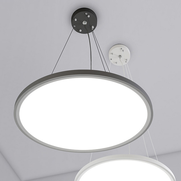 Modern Ultra-thin Disc 1-Light LED Pendant in Black/White for Dinging Room