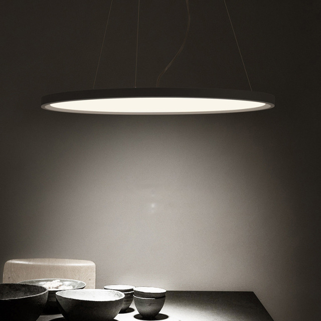 Modern Ultra-thin Disc 1-Light LED Pendant in Black/White for Dinging Room