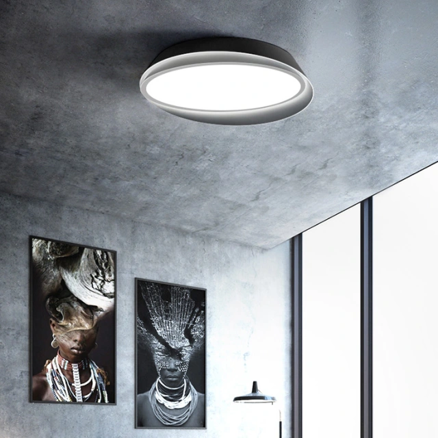 Contemporary Breaking Shell Round LED Ceiling Lamp in Black/White Dimmable