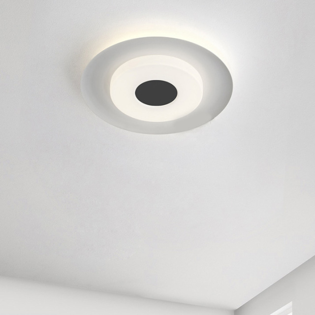 Danish Modern Simple White Circle Flush Mount Ceiling Light Bedroom Wall Sconce