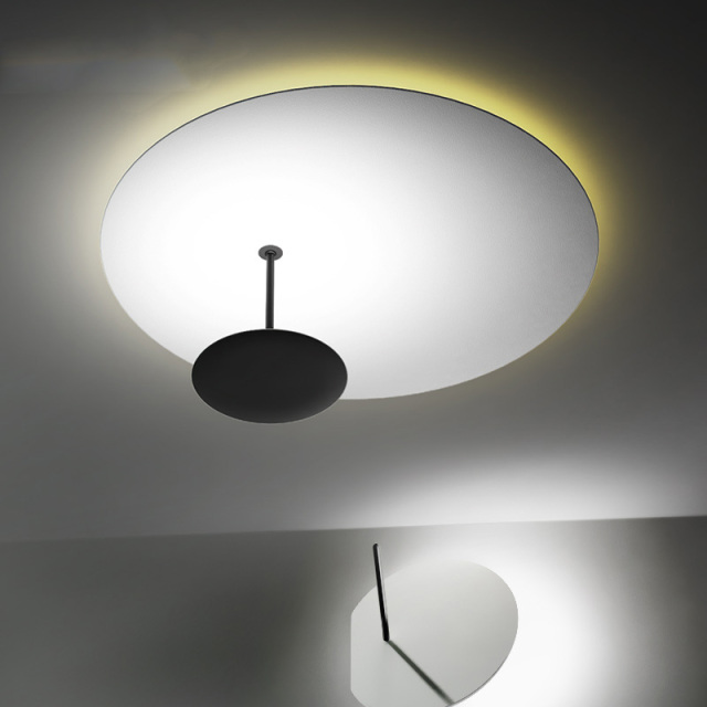 Modern Balck and White Sundial LED Semi Flush Mount Ceiling Light Novelty Ceiling Lamp