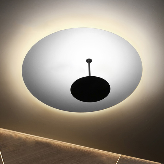 Modern Balck and White Sundial LED Semi Flush Mount Ceiling Light Novelty Ceiling Lamp