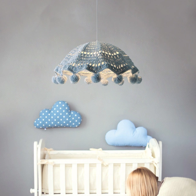 Soft and Cute Hand-woven Cotton Pendant Light for Nursery Lighting Insta Famous Home Decor