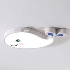 Cool Kid Lighting Dimmable LED Cartoon Whale Flush Mount for Nursery Lighting Holiday Present&Gift