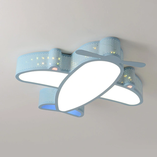 Modern LED Flush Mount Children's Rocket Ship Dimmable Ceiling Light for Boy's Room Play Room