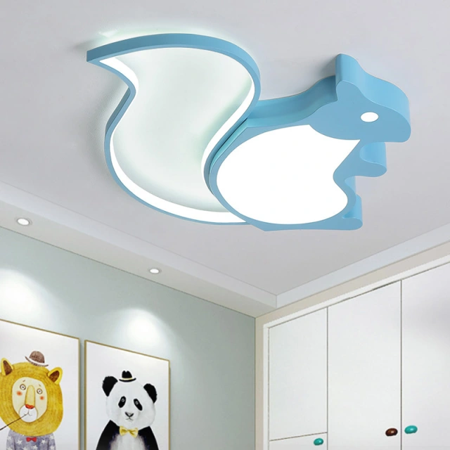 Energy Saving Blue Squirrel LED Ceiling Lamp Dimmable Kid's Room Ceiling Light