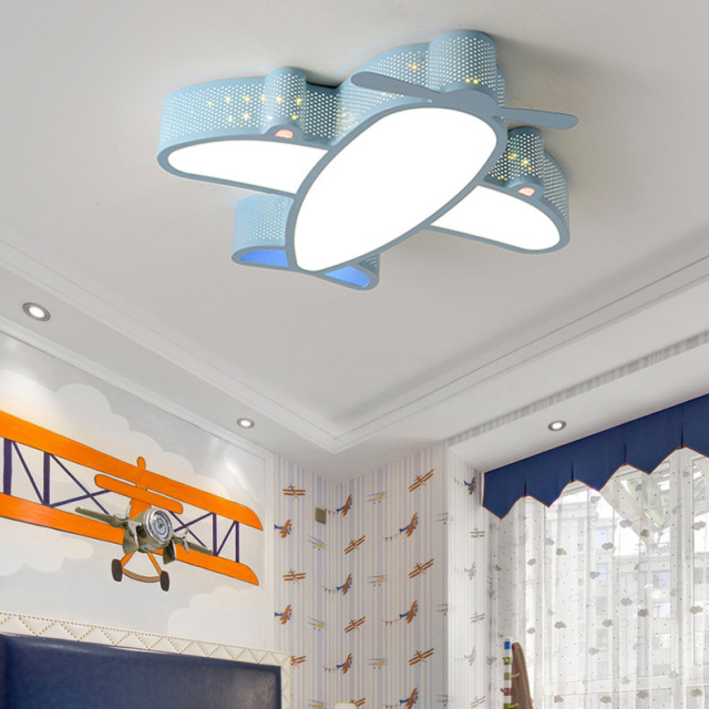 Modern LED Flush Mount Children's Rocket Ship Dimmable Ceiling Light for Boy's Room Play Room