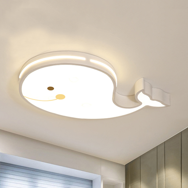 Cartoon Whale Dimmable LED Flush Mount Ceiling Light for Nursery/Baby Girls Boys' Room Lighting Gift