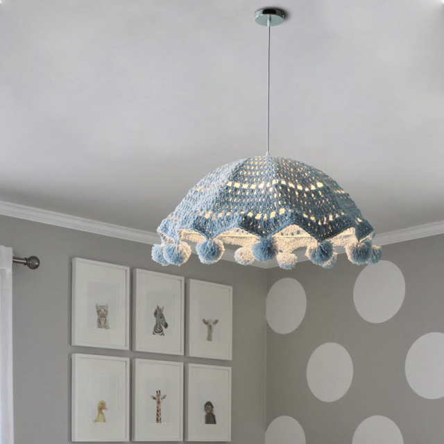 Soft and Cute Hand-woven Cotton Pendant Light for Nursery Lighting Insta Famous Home Decor