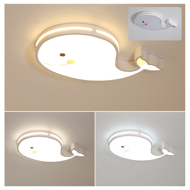 Cartoon Whale Dimmable LED Flush Mount Ceiling Light for Nursery/Baby Girls Boys' Room Lighting Gift