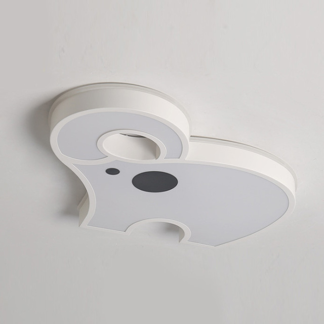 Children's Room LED Dimmable Elephant Flush Mount in White for Boys and Girls' Room Lighting