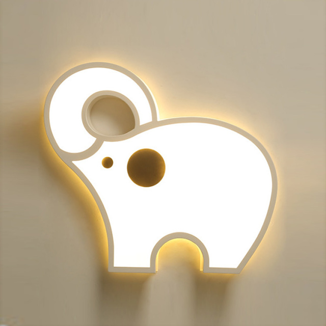 Children's Room LED Dimmable Elephant Flush Mount in White for Boys and Girls' Room Lighting