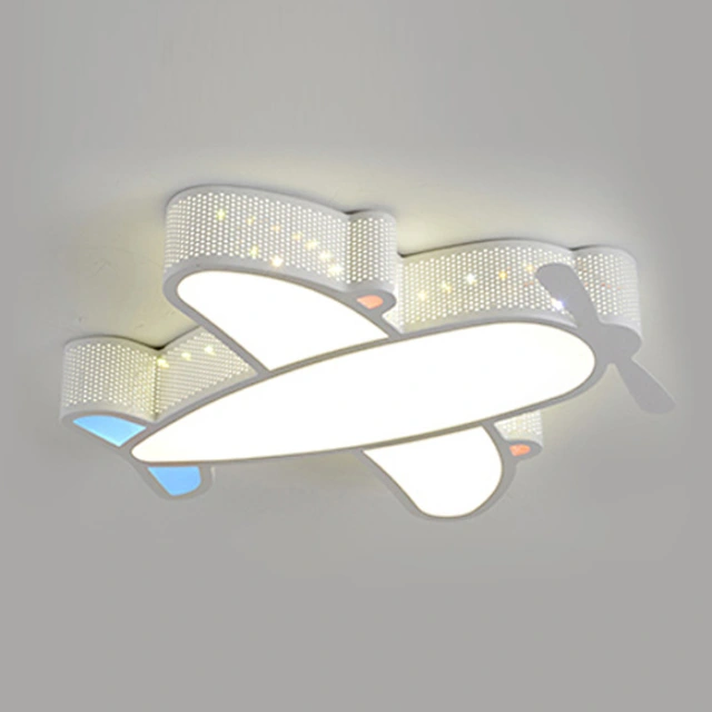 Modern LED Flush Mount Children's Rocket Ship Dimmable Ceiling Light for Boy's Room Play Room