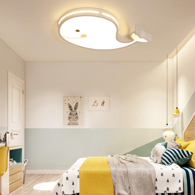 Cartoon Whale Dimmable LED Flush Mount Ceiling Light for Nursery/Baby Girls Boys' Room Lighting Gift