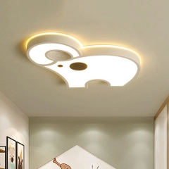 Children's Room LED Dimmable Elephant Flush Mount in White for Boys and Girls' Room Lighting