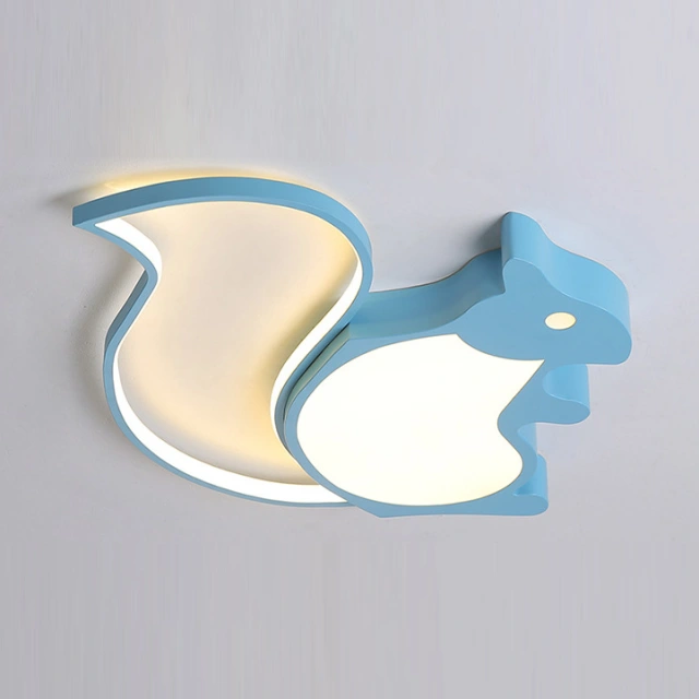 Energy Saving Blue Squirrel LED Ceiling Lamp Dimmable Kid's Room Ceiling Light