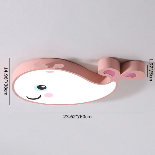 Cool Kid Lighting Dimmable LED Cartoon Whale Flush Mount for Nursery Lighting Holiday Present&amp;Gift