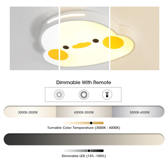 Modern Dimmable LED Cute Duck Flush Mount for Childs' Bedroom Nursery Room