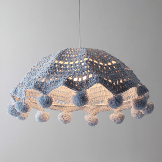 Soft and Cute Hand-woven Cotton Pendant Light for Nursery Lighting Insta Famous Home Decor