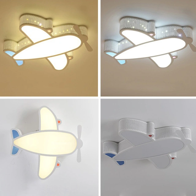 Modern LED Flush Mount Children's Rocket Ship Dimmable Ceiling Light for Boy's Room Play Room