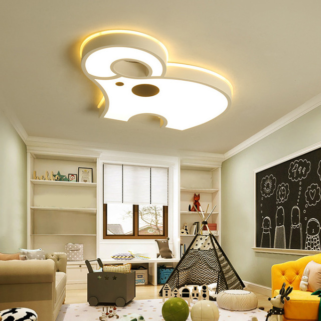 Children's Room LED Dimmable Elephant Flush Mount in White for Boys and Girls' Room Lighting