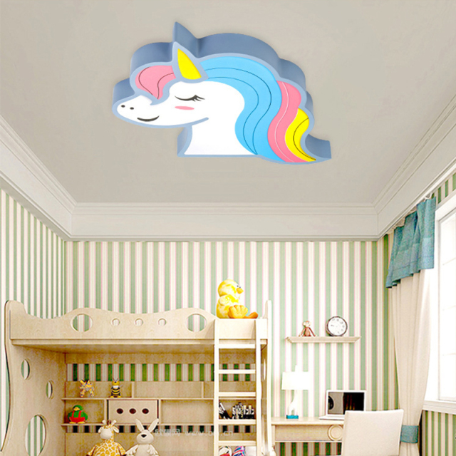 Rainbow Unicorn Horse Dimmable LED Ceiling Light Cool Kid's Lighting Gift