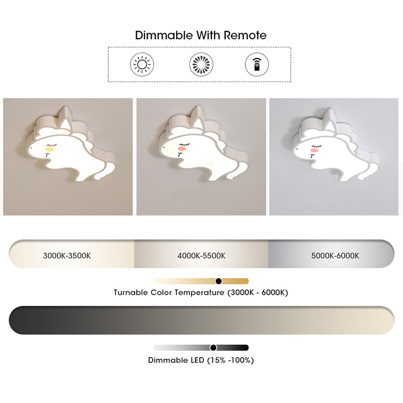 Modern Cute Design Unicorn LED Flush Mount Dimmable for Nursery/Play Room Kid's Room Lighting