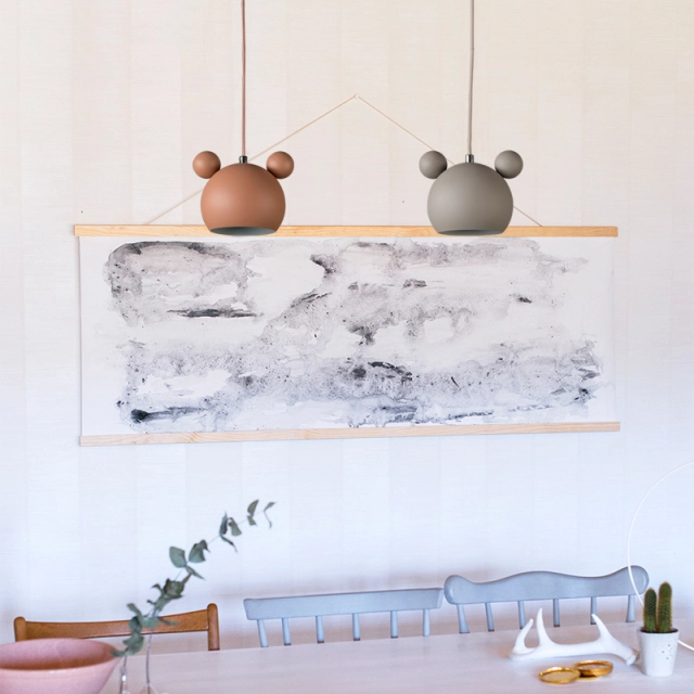 Scandinavian Style 1-Light Mickey Hanging Pendnant Lamp Cute Mini Pendant Light