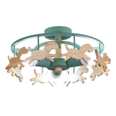 Cool Kid's Ceiling Light Merry-Go-Round Semi Flush Mount for Nursery/Play Room Lighting