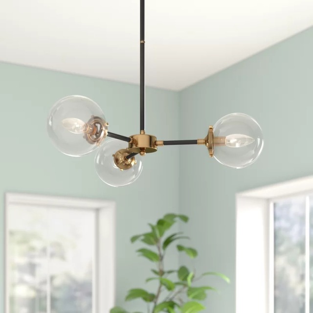 Mid-Century Modern 3/6/8 Light Radial Globe Sputnik Chandelier with Bubble Clear Glass Shade for Kitchen/Living Room