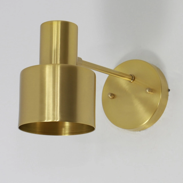 Scandinavian Style 1-Light Spot Wall Sconce in Satin Brass Finish