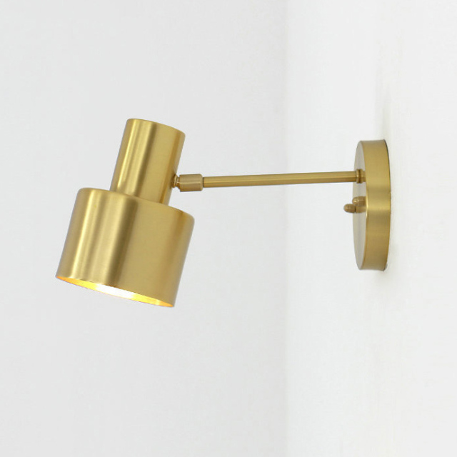 Scandinavian Style 1-Light Spot Wall Sconce in Satin Brass Finish