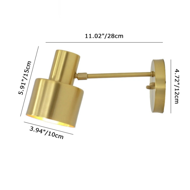 Scandinavian Style 1-Light Spot Wall Sconce in Satin Brass Finish