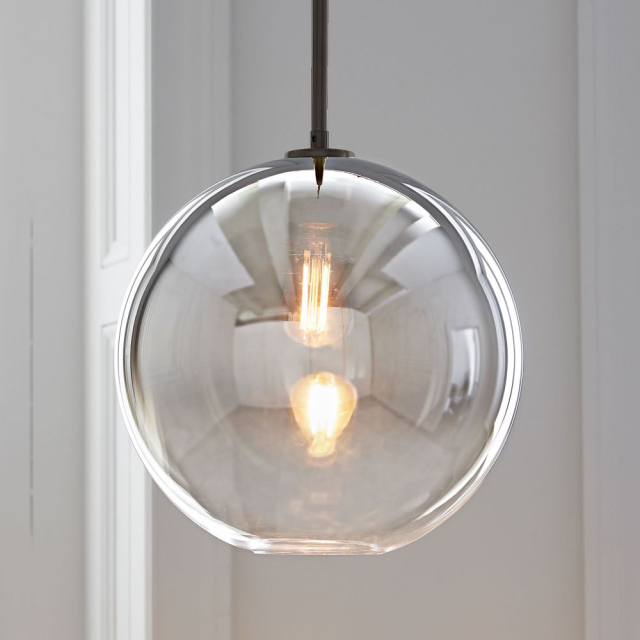 Modern 3-Light Globe Glass Pendant Lamp in Brass with Round Canopy