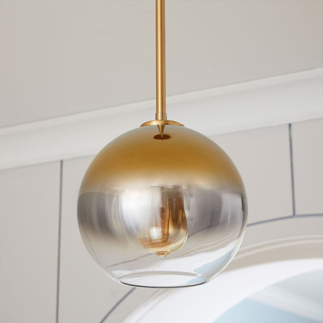 Modern 1-Light Globe Glass Pendant Lamp in Brass for Kitchen Island