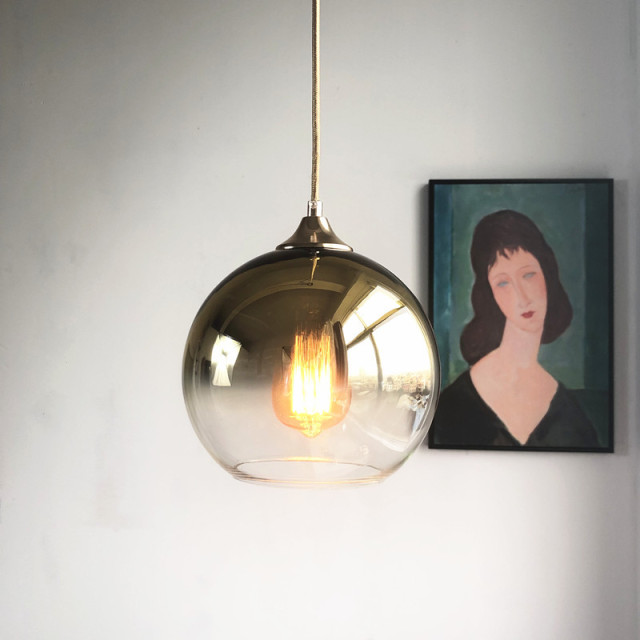 Minimalist Style 1-Light Half-Mirror Glass Pendant Lamp for Kitchen Island Dining Table Restaurant Bar