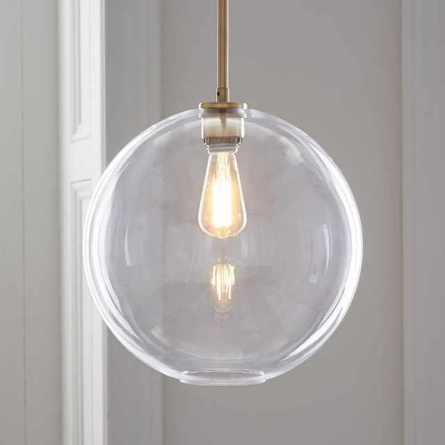 Modern 1-Light Globe Glass Pendant Lamp in Brass for Kitchen Island