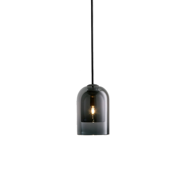 Minimalist Mini 1-Light Smoke Glass Pendant Lamp for Bedside, Restuarant and Bar