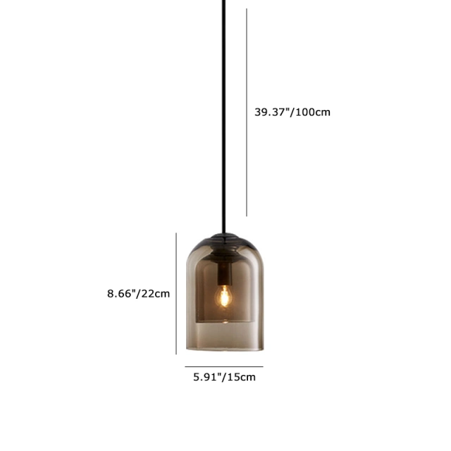 Minimalist Mini 1-Light Smoke Glass Pendant Lamp for Bedside, Restuarant and Bar