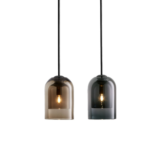 Minimalist Mini 1-Light Smoke Glass Pendant Lamp for Bedside, Restuarant and Bar